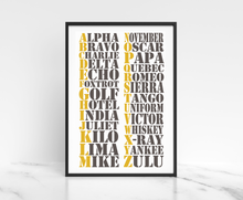 Load image into Gallery viewer, Phonetic Alphabet Wall Art, NATO Phonetic Alphabet print, Military Wall Art