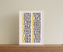 Load image into Gallery viewer, Phonetic Alphabet Wall Art, NATO Phonetic Alphabet print, Military Wall Art