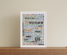 Load image into Gallery viewer, Military Word Scramble Print, Veteran phrases Wall Art