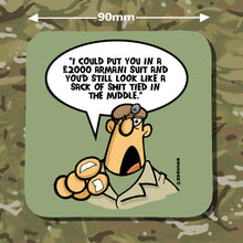 Load image into Gallery viewer, Military Humor - The Razz Man - RSM Insults - Round Two - Army Banter - Military Banter - Veteran Gifts- Coasters - Set of 4