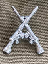 Load image into Gallery viewer, Military Humor - Crossed SLR's - 7.62 - Antique Silver  -Limited Edition - Pin Badge