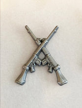 Load image into Gallery viewer, Military Humor - Crossed SLR's - 7.62 - Antique Silver  -Limited Edition - Pin Badge