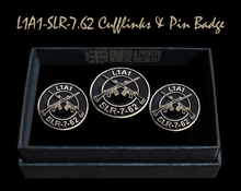 Load image into Gallery viewer, Military Humor - Military Gifts - Crossed SLR Cuff Links & Pin Badge Offer - Veteran Gifts - Handmade Cuff links - Pin Badge
