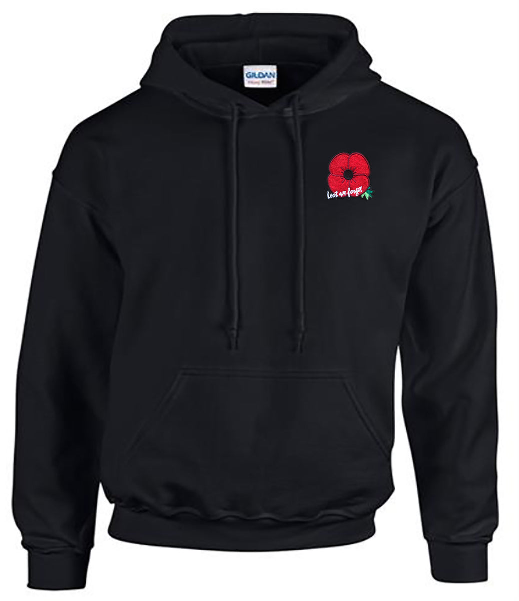 トップス POPPY Ribbon high neck hoodie Remembrance Poppy Hoodie Embroidered Lest We Forget Hoodie