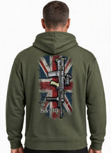 Load image into Gallery viewer, SA80 Rifle Hoodie British Army Military Heritage Union Jack Design