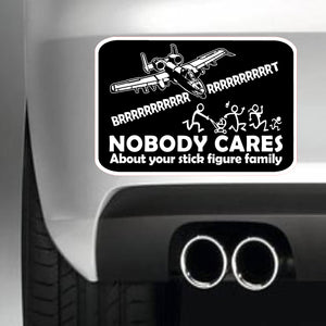 Military Gifts - Veterans - British Army - A10 Warthog - Funny Gifts - Nobody Cares - Car Sticker