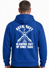 Load image into Gallery viewer, Royal Navy Blowing Sh*t Up Since 1660 Hoodie Veteran Military Humour
