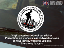 Load image into Gallery viewer, British Military Gifts - British Army - Remembrance - Lest We Forget - Veterans - Car Sticker