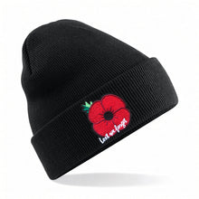 Load image into Gallery viewer, Lest We Forget Embroidered Remembrance Poppy Beanie