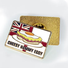 Load image into Gallery viewer, Cheesy Hammy Eggy Pin Badge Royal Navy Matelot Gift