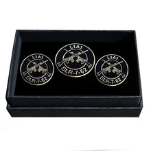 Load image into Gallery viewer, Crossed SLR Cuff Links &amp; Pin Badge Veteran Gift Handmade Cuff links and Pin Badge