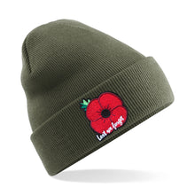 Load image into Gallery viewer, Lest We Forget Embroidered Remembrance Poppy Beanie