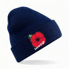 Load image into Gallery viewer, Lest We Forget Embroidered Remembrance Poppy Beanie
