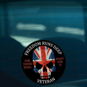 British Military Gifts - British Army - Freedom Runs Deep - Veterans - Car Sticker