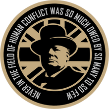 Load image into Gallery viewer, Winston Churchill Car Sticker – “Never Was So Much Owed” Patriotic Tribute Vinyl Decal