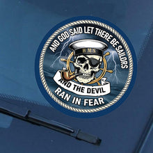 Load image into Gallery viewer, And God Said Let There Be Sailors Funny Royal Navy Vinyl Sticker HMS Decal