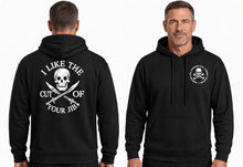 Load image into Gallery viewer, I Like the Cut of Your Jib Hoodie – Skull and Crossed Cutlasses Nautical Humour