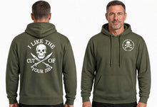 Load image into Gallery viewer, I Like the Cut of Your Jib Hoodie – Skull and Crossed Cutlasses Nautical Humour