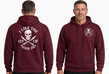 Load image into Gallery viewer, I Like the Cut of Your Jib Hoodie – Skull and Crossed Cutlasses Nautical Humour