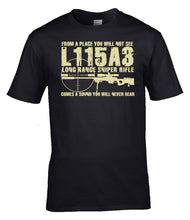 Load image into Gallery viewer, L115A3 Long Range Sniper Rifle T-Shirt British Military Marksman Tee