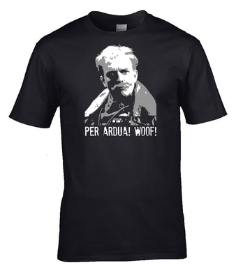 Military Gifts - Veteran Gifts - Per Ardua - Woof - British Humour T-Shirts - British Gifts - Dad Gifts - Grandad Gifts