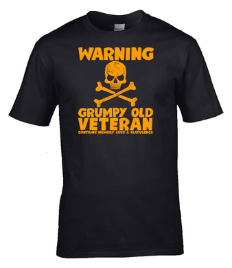 Grumpy old veteran - Veteran Gifts - Military Humour - T-Shirt - Grumpy Veteran - Warning Contains