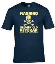 Load image into Gallery viewer, Grumpy old veteran - Veteran Gifts - Military Humour - T-Shirt - Grumpy Veteran - Warning Contains