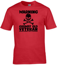Load image into Gallery viewer, Grumpy old veteran - Veteran Gifts - Military Humour - T-Shirt - Grumpy Veteran - Warning Contains