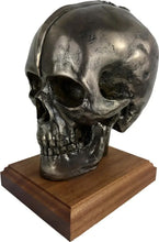 Load image into Gallery viewer, Life Size Skull Beret Hat Holder Cold Cast Bronze Statue Sculpture