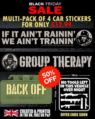 Black Friday Sale - 4 Pack - Stickers - Military Humor - British Military Gifts - Stickers
