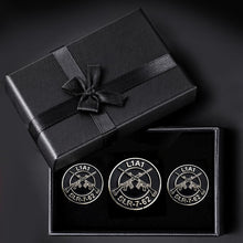 Load image into Gallery viewer, Crossed SLR Cuff Links &amp; Pin Badge Veteran Gift Handmade Cuff links and Pin Badge