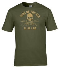 Load image into Gallery viewer, sons_of_the_slr_military_humour_t-shirt_rifle_skull_print_detail_veterans_UK