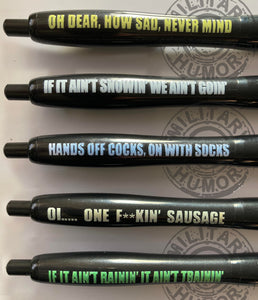 Military Humor - Humour Slogan - Pens x 5, Pack Of