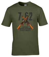 Load image into Gallery viewer, 7.62_crossed_rifles_military_humour_t-shirt_front_design_UK