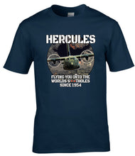 Load image into Gallery viewer, Hercules_military_humour_t-shirt_front_design_aircraft_graphic_UK
