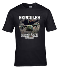 Load image into Gallery viewer, RAF_Hercules_military_humour_t-shirt_front_design_aircraft_graphic_UK