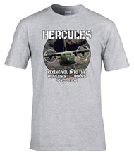 Load image into Gallery viewer, RAF_Hercules_t-shirt_print_detail_military_aircraft_humour_design