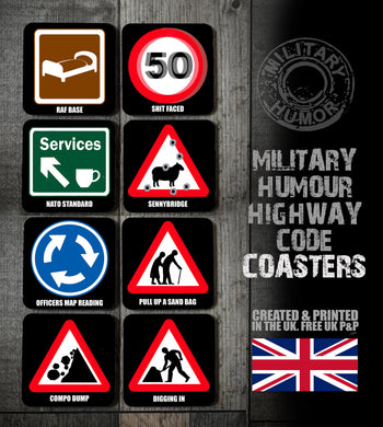Military Humor - Highway Code - Set of 8 Coasters
