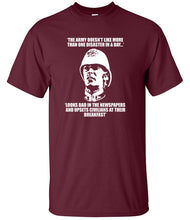Load image into Gallery viewer, army_disaster_t-shirt_print_detail_dark_humour_military_design_UK_clothing