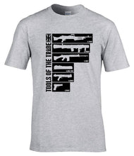 Load image into Gallery viewer, military_weapons_silhouettes_t-shirt_tools_of_the_trade_print_detail_UK
