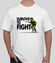 Load image into Gallery viewer, survive_to_fight_t-shirt_British_Army_infantry_military_humour_front_design_UK